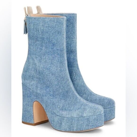 Revolve AGL Shanice Denim Platform Ankle Boots - Picture 1 of 13